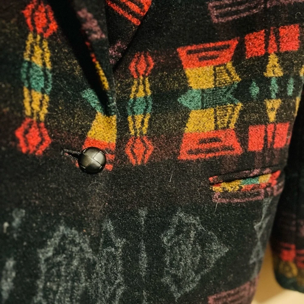 Vintage Eco Fashions Southwestern Tapestry Blazer Jacket Size 5 Wool Blend - Picture 9 of 11
